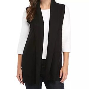 Eileen Fisher black wool‎ knit sweater vest Size small